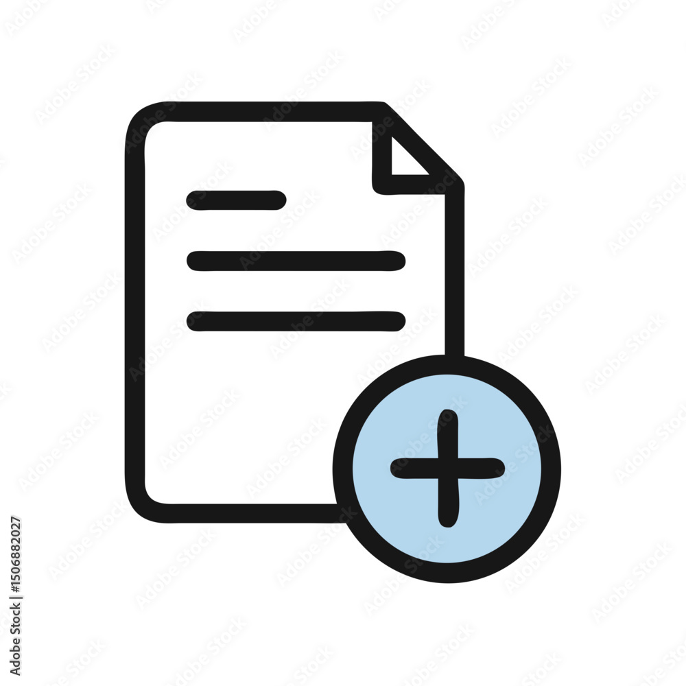 Aufkleber file document add icon flat design on white background