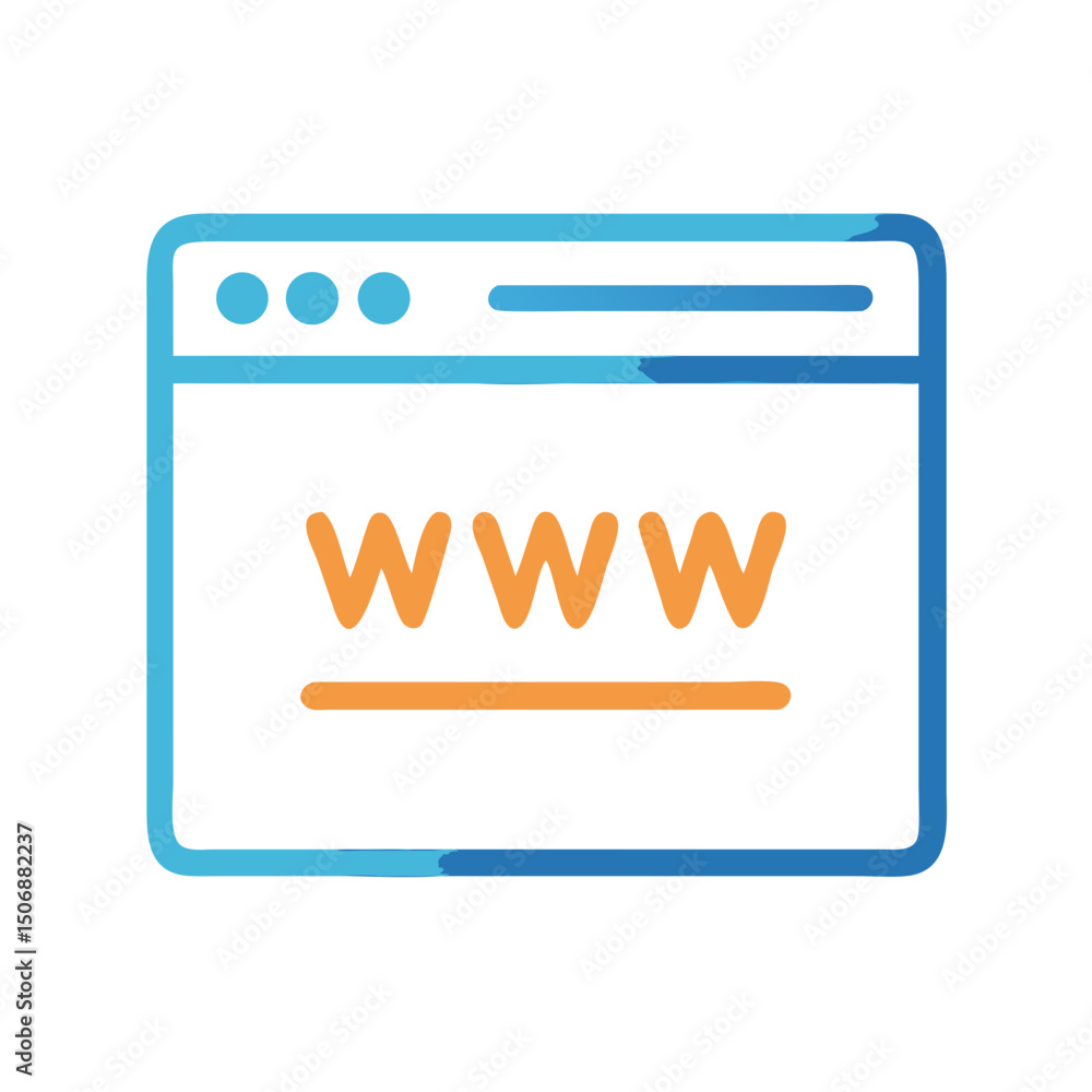Poster icon of browser window displaying www address over black