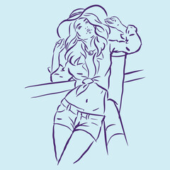 a sexy woman posing with a hat vector for illustration, card, decoration