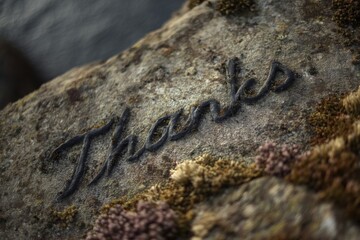 a stone with the inscription thank you