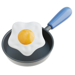 Frying Pan with Egg 3d Illustration