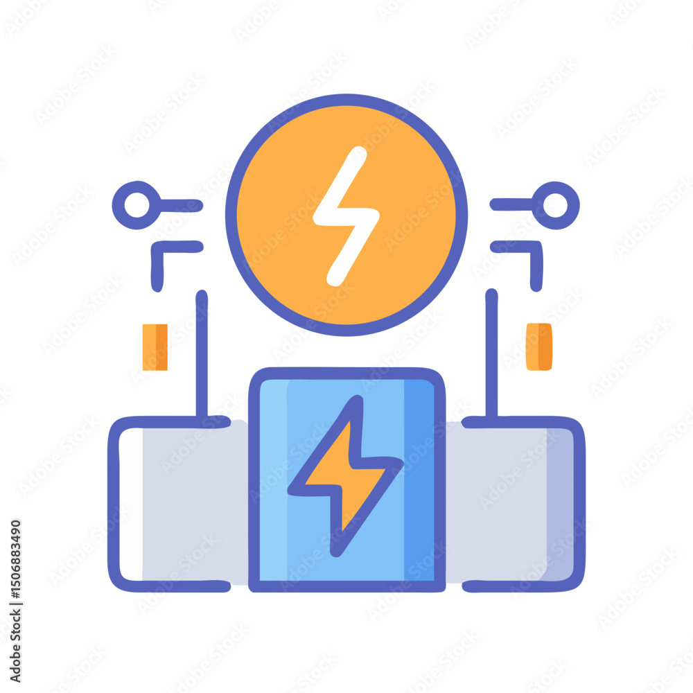 Poster electric energy vector icon showing circuit and power source