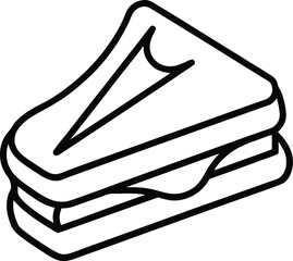 Grilled Cheese Sandwich Melted Snack Line Art Vector Illustration