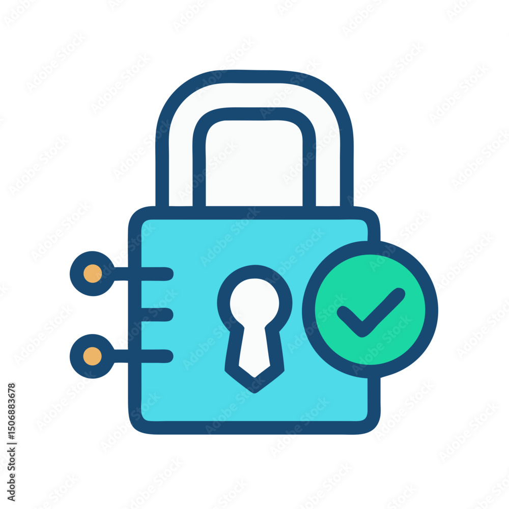 Poster digital security padlock symbol with checkmark illustration vector