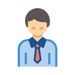 Vector flat businessman with tie icon representation, isolated object