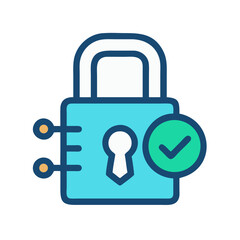 Digital security padlock symbol with checkmark illustration vector