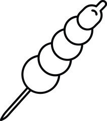 Grilled Chicken Kabob Skewer Food Line Art Vector Illustration