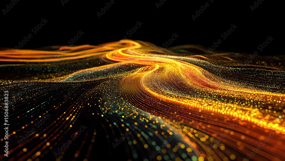 Poster a digital highway made of glowing data streams, representing the fast-paced nature of big data and f