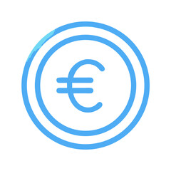 Minimalist blue euro coin on clean White Background visual