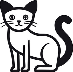 Simple Cat Vector Illustration with Bold Outlines and Customizable Colors for Design Projects