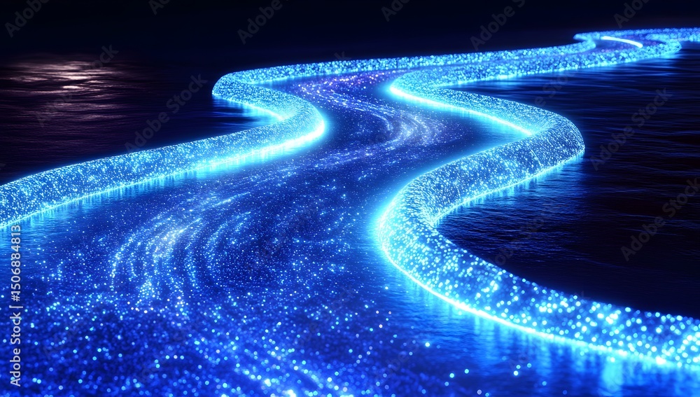 Poster a digital highway made of glowing data streams, representing the fast-paced nature of big data and f