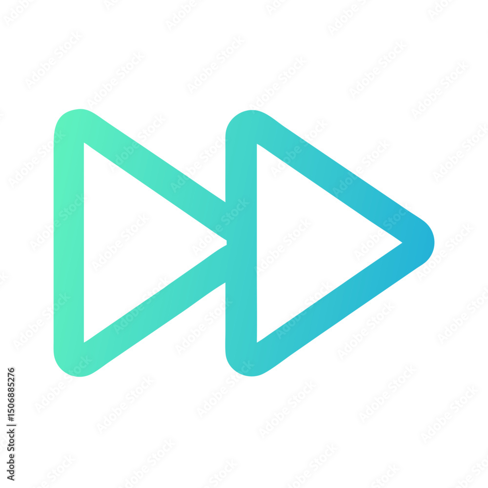 Aufkleber forward symbol with gradient color on white background
