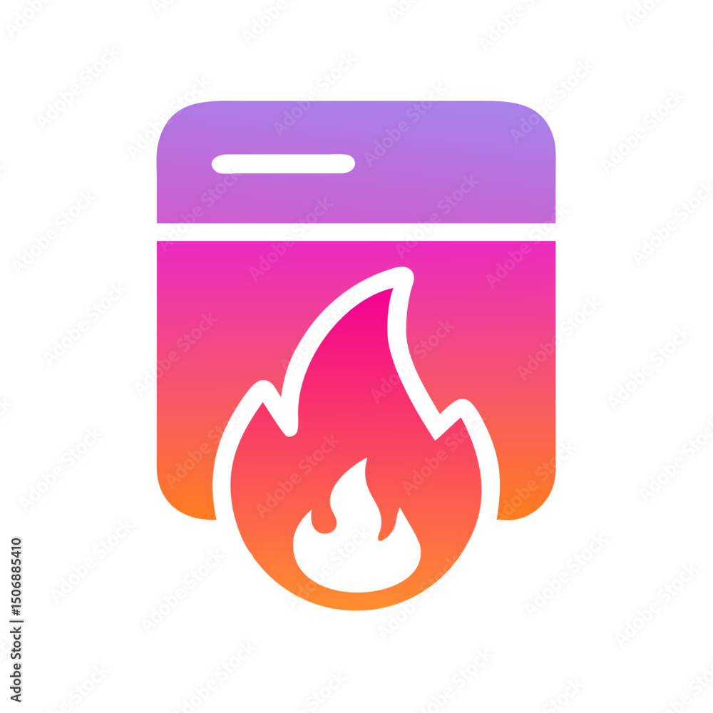 Poster burning container icon with gradient colors on white background