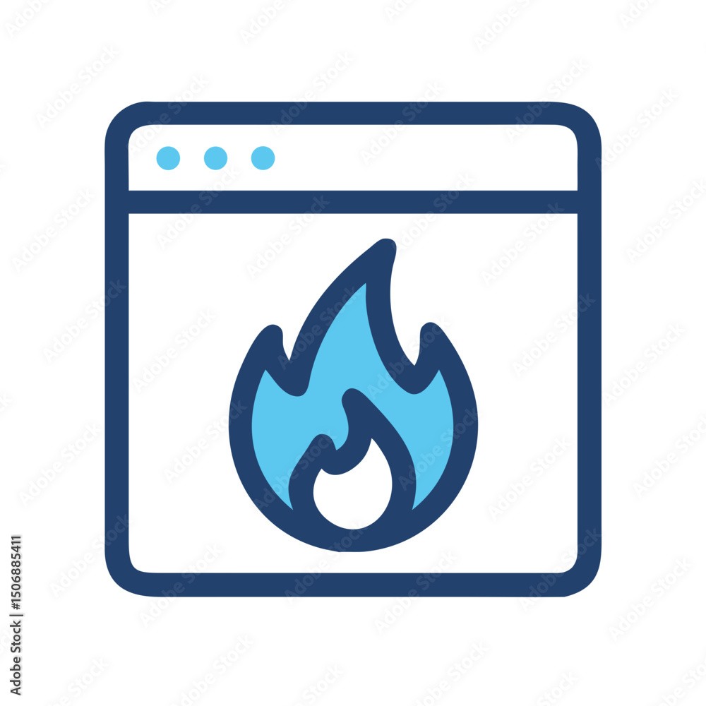 Aufkleber website flame icon symbolizing coding, hosting and high energy