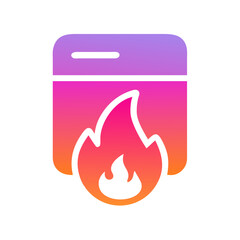 Burning container icon with gradient colors on White Background