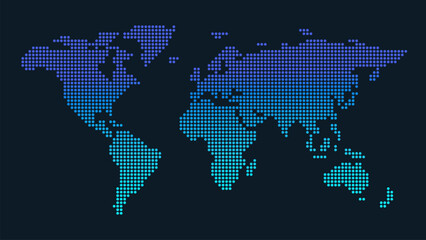 Vector stylish outline of world map. Colorful Flat design of continents, gradient map