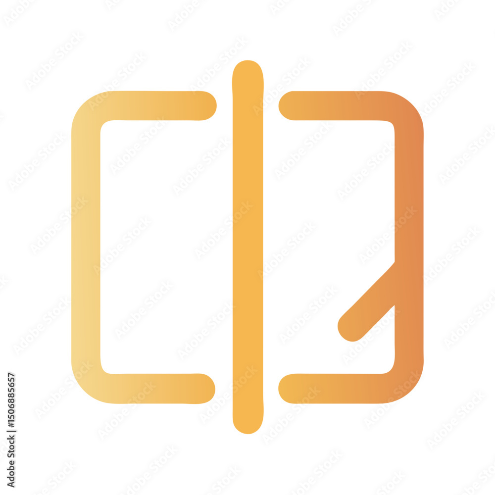 Poster abstract mirror icon with golden gradient over white background