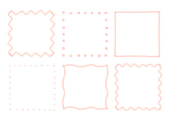 水彩風かわいい四角いフレーム　枠セット