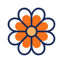 Vibrant flower icon on White Background, simple and graphic