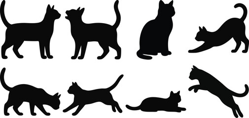 Cat Silhouette Vector Icon Set