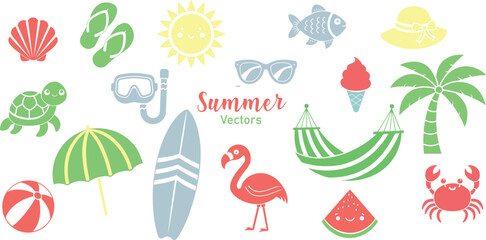 Summer Beach Vector Clipart Set
