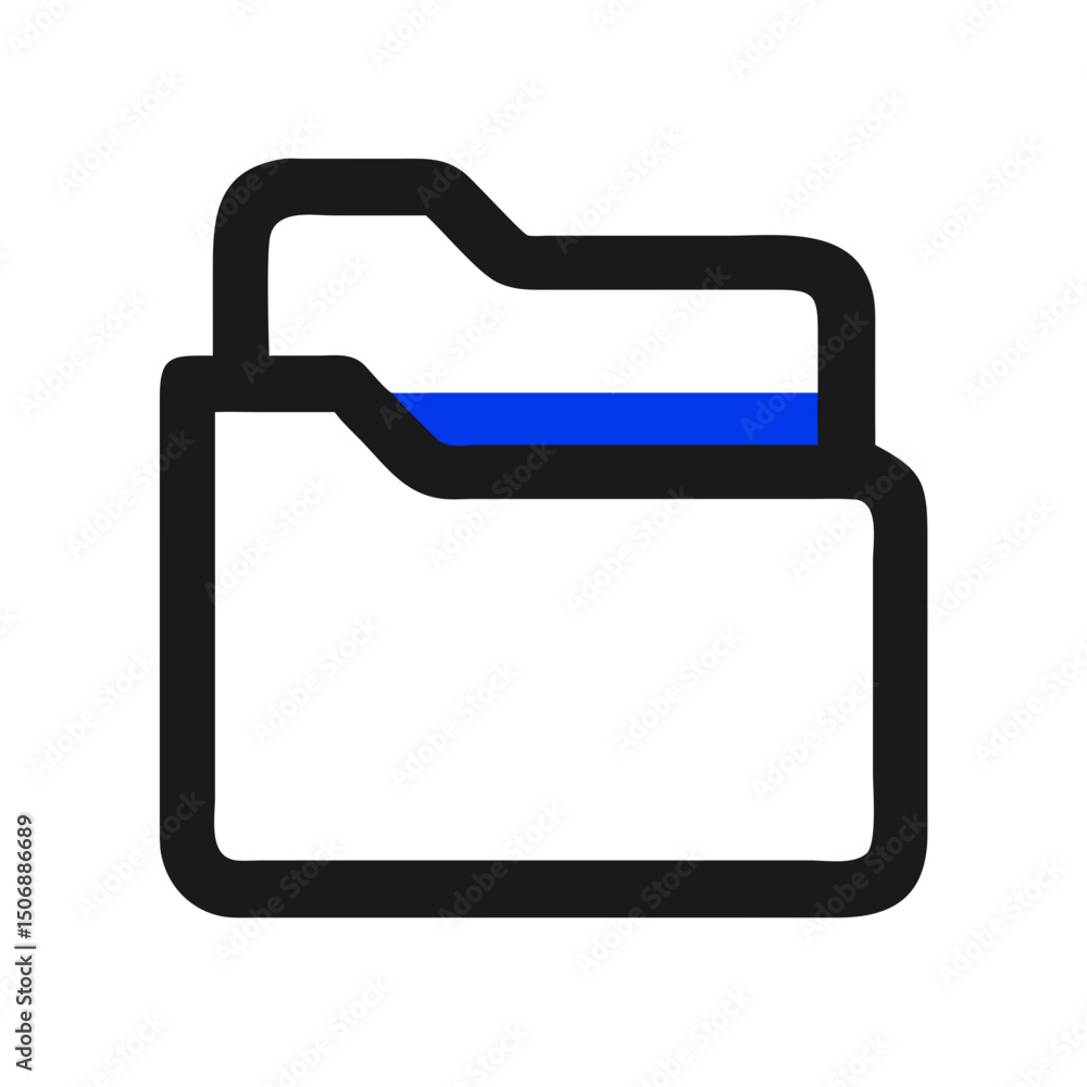 Poster dark folder graphic with bright blue file indicator line