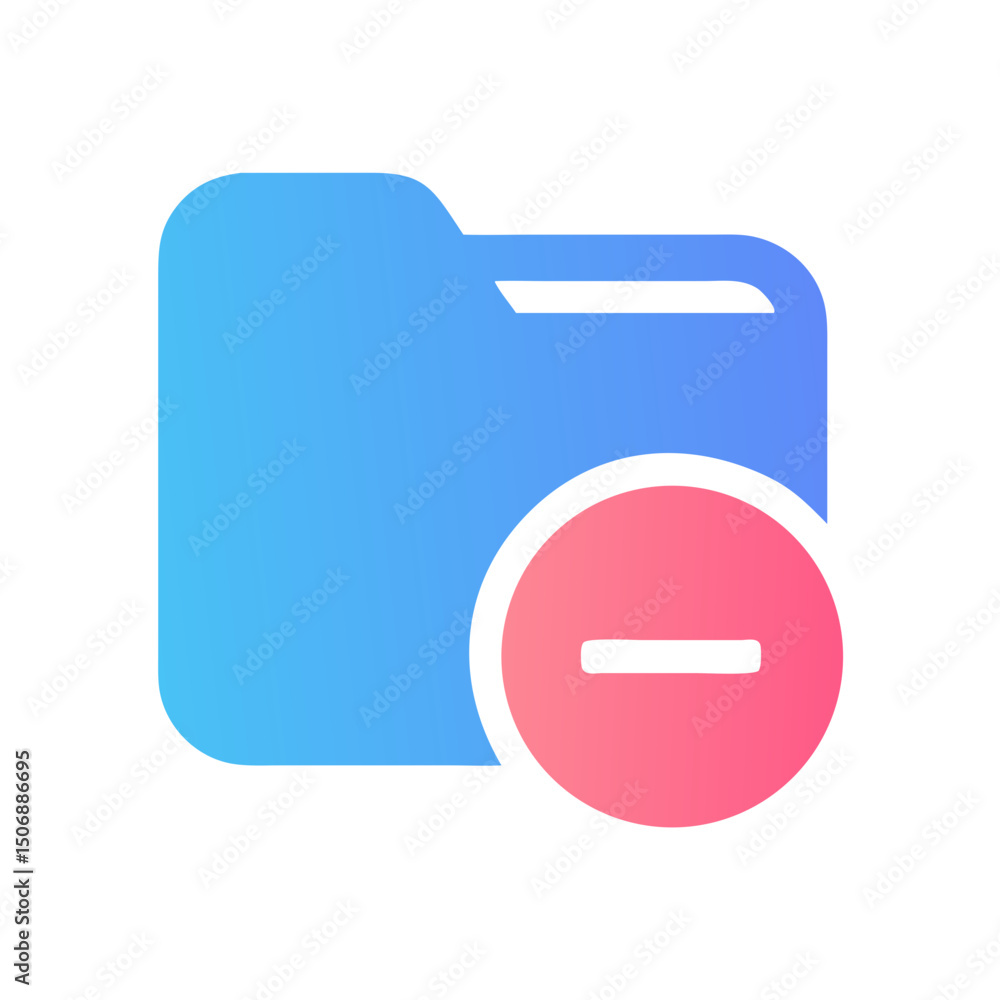 Poster gradient folder icon with minus symbol for delete action