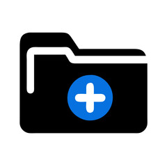 Blue plus sign on White Background for adding emphasis