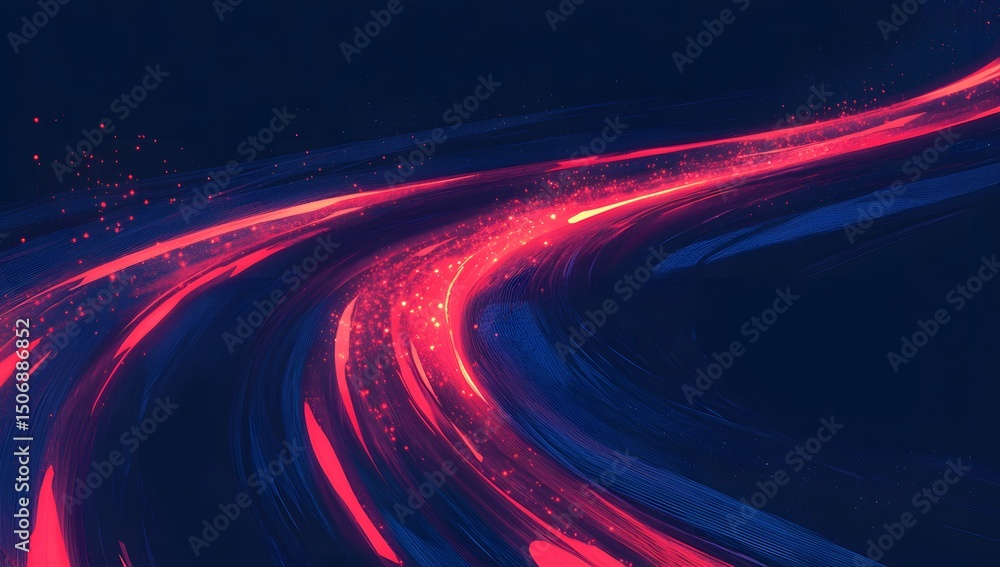 Poster a digital highway of data flowing, symbolizing the fast-paced nature of technology and information i