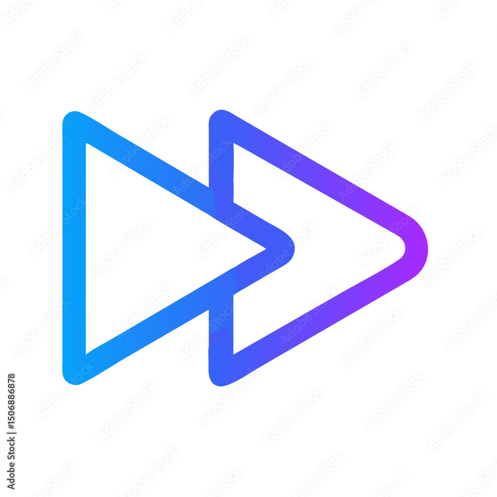 Poster abstract forward icon featuring gradient color scheme on white background