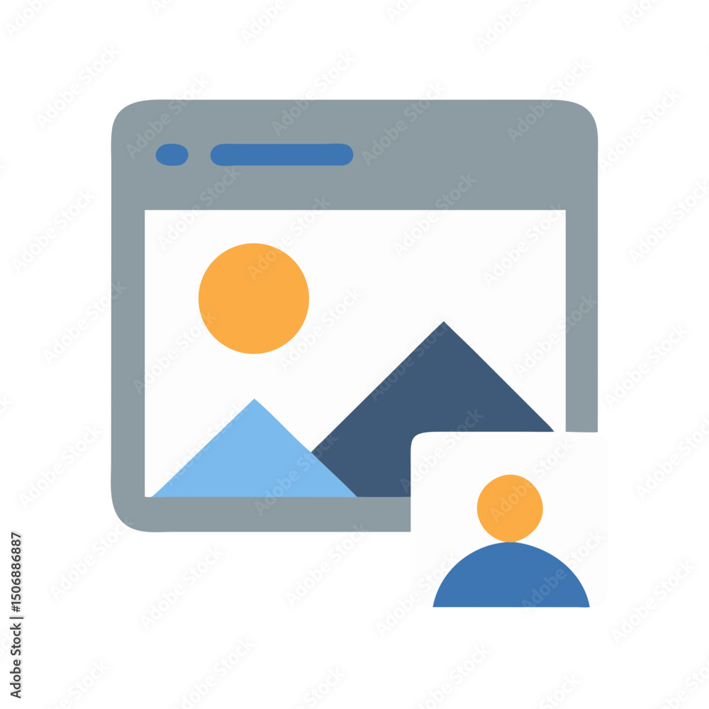 Poster flat design image gallery with user profile icon vector