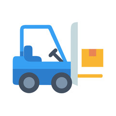 Flat vector forklift with box isolated on White Background