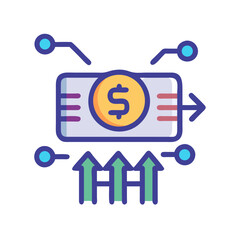 Digital currency movement and economic growth flat illustration