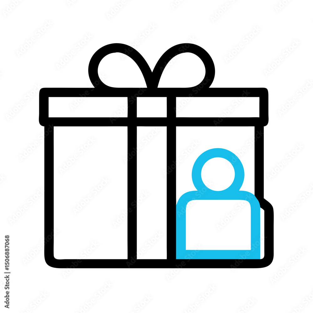 Poster isolated cyan user icon on a solid white background