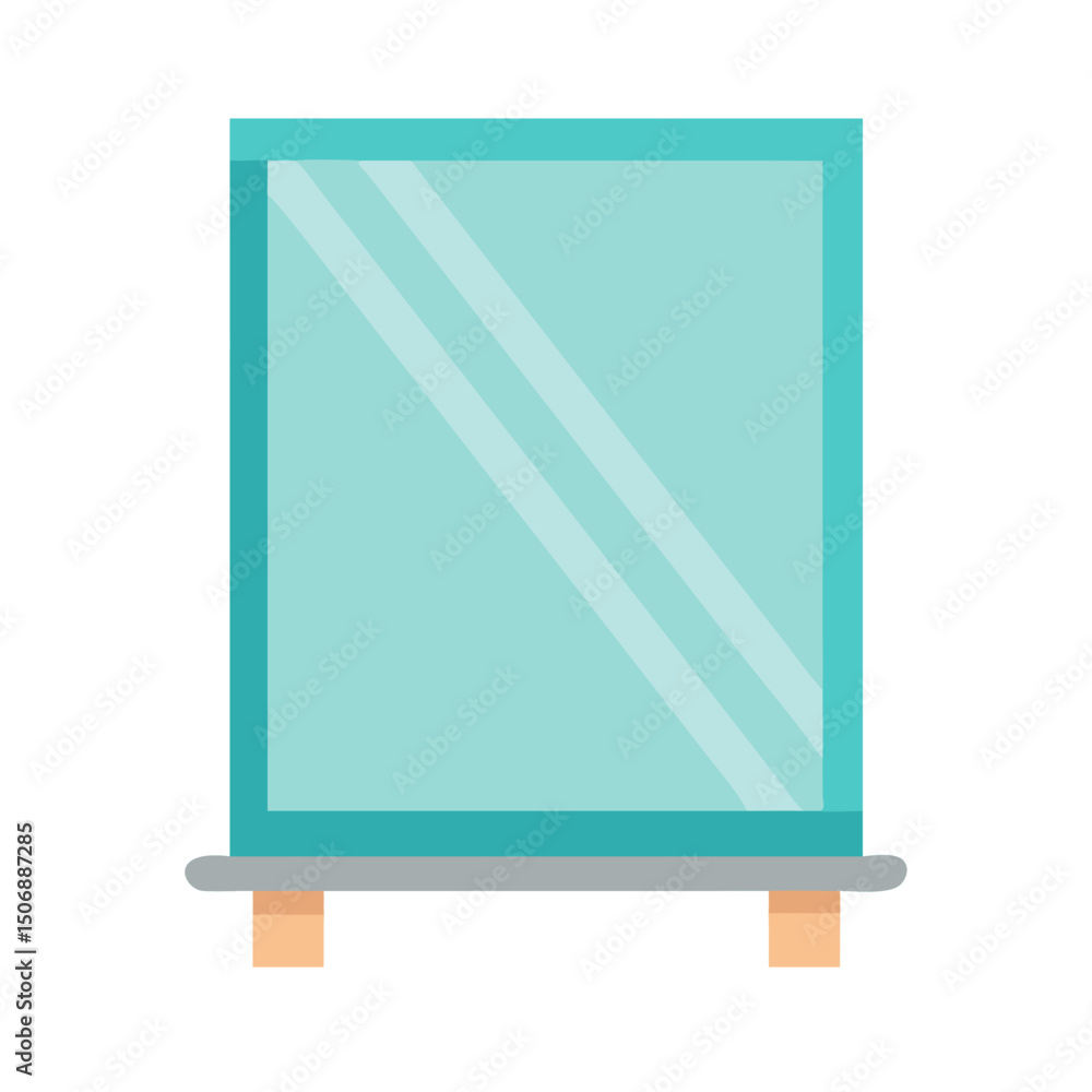 Poster minimalist standing mirror with simple design and soft colors