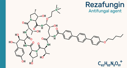Rezafungin molecule. Antifungal cyclic lipopeptide from echinocandin class