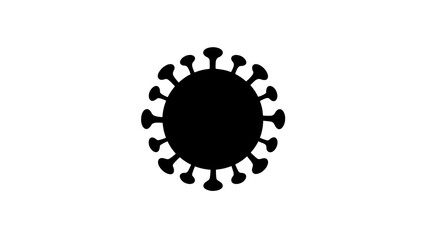 "Black Silhouette of Virus Icon – Flat Vector Illustration of Microorganism Structure on Transparent Background"
