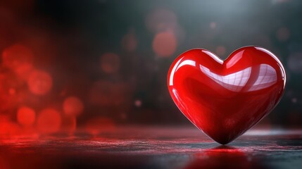 Red heart, romantic bokeh background, love, Valentine's Day card