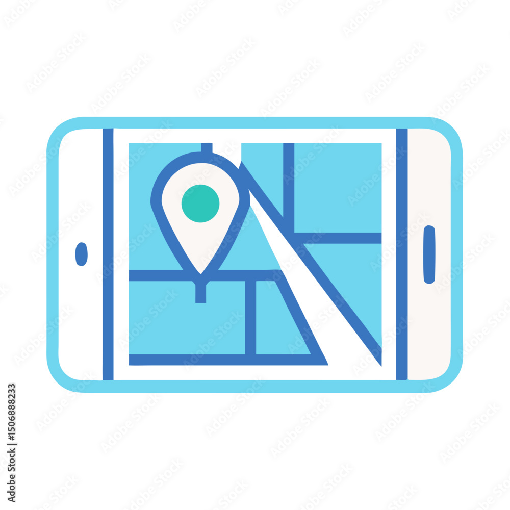 Poster smartphone with location pin over map application display