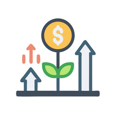 Financial growth concept showing a dollar coin plant sprout