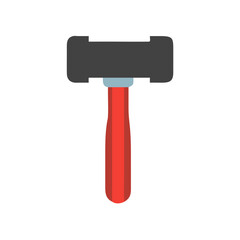 Flat design rubber mallet against stark White Background studio