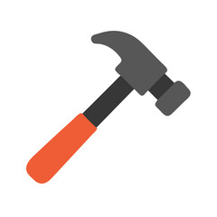Simple flat lay hammer illustration on a White Background
