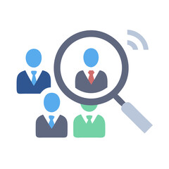 Recruitment and employee search with magnifying glass illustration style