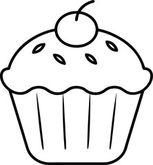 Mini Banana Nut Muffin Baked Snack Line Art Vector Illustration