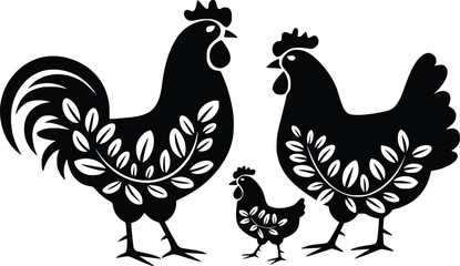 Obraz premium Floral Chicken Svg, Chicken Svg, Chicken Farm Svg, Floral Chicken Silhouette Svg File