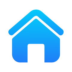 Gradient blue home icon on White Background illustration
