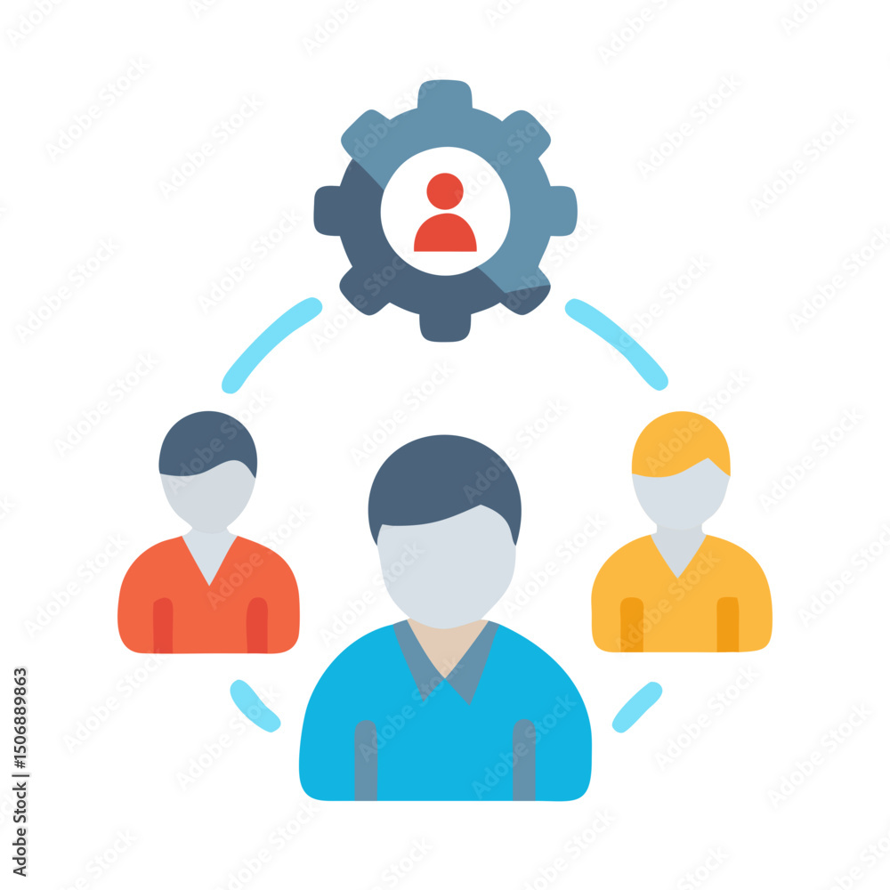 Aufkleber teamwork communication and structure with mechanical cog collaboration concept