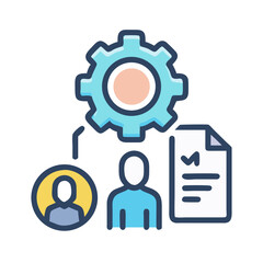 Business process automation with people and data stock illustration