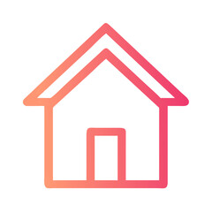 Simple Home Icon with Pink Gradient on White Background