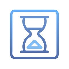 Simple hourglass icon in blue frame on White Background